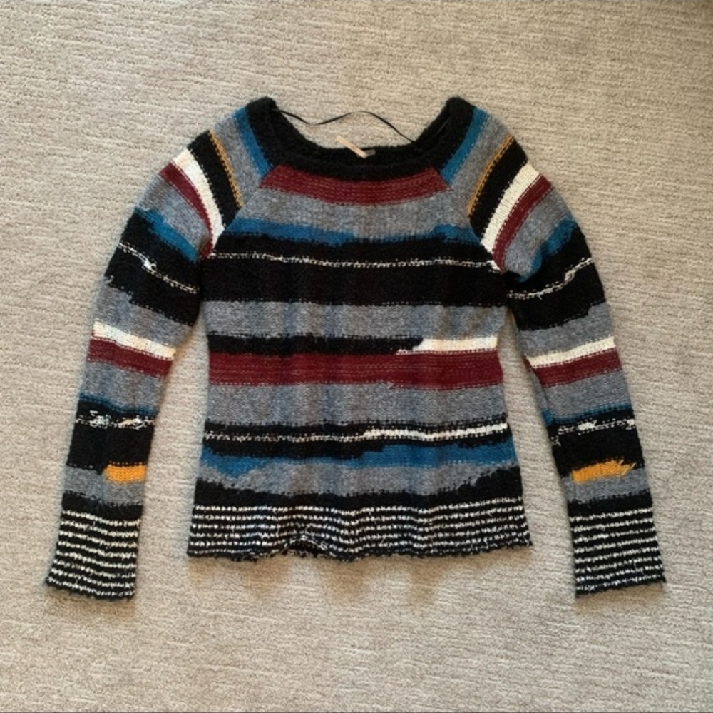 Free People Montmartre Multi-Colored Striped Wool Blend Sweater Medium